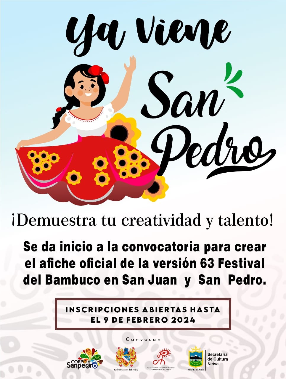 CONVOCATORIA PARA SELECCIONAR EL AFICHE OFICIAL DE LA VERSIÓN 63 DEL FESTIVAL DEL BAMBUCO EN SAN JUAN Y SAN PEDRO – 2024