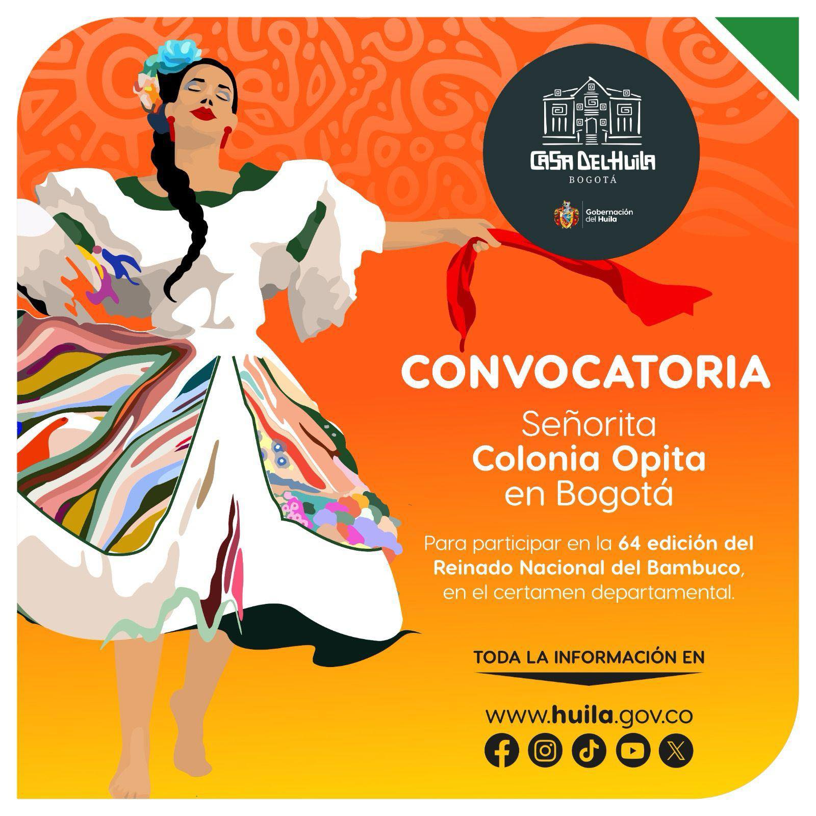 Convocatoria Señorita Colonia Opita en Bogotá